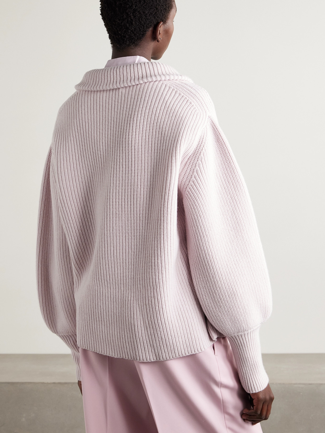 Sa Su Phi E.r. Belted Ribbed Merino Wool And Cashmere-blend Cardigan In Pink