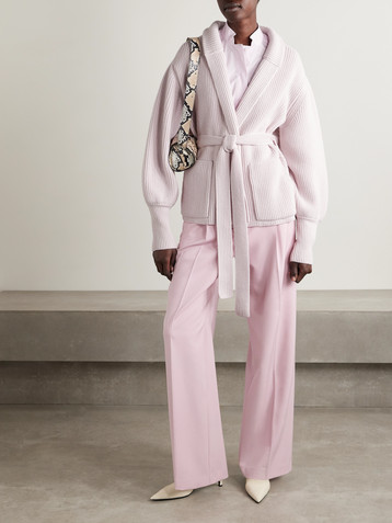 Sasuphi E.R. belted ribbed merino wool and cashmere-blend cardigan