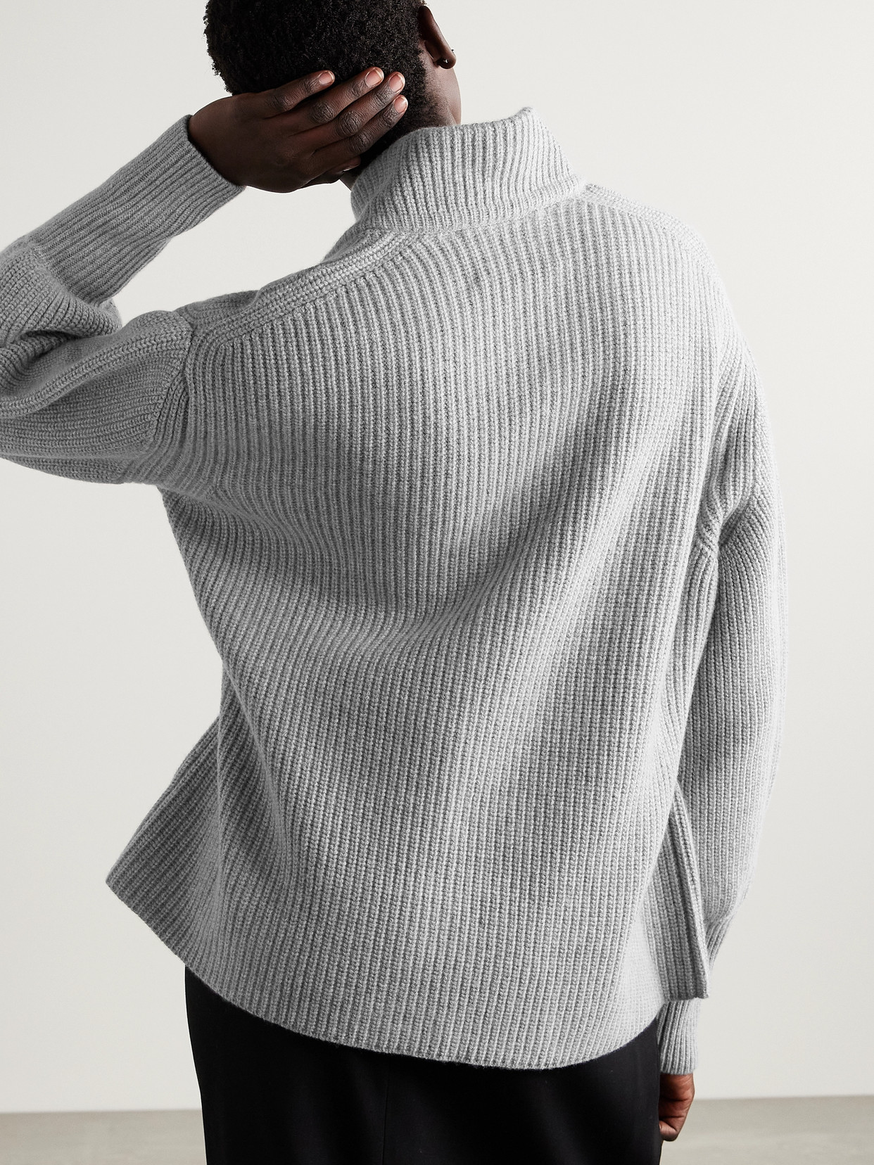 Sa Su Phi E.r. Belted Ribbed Merino Wool And Cashmere-blend Cardigan In Gray