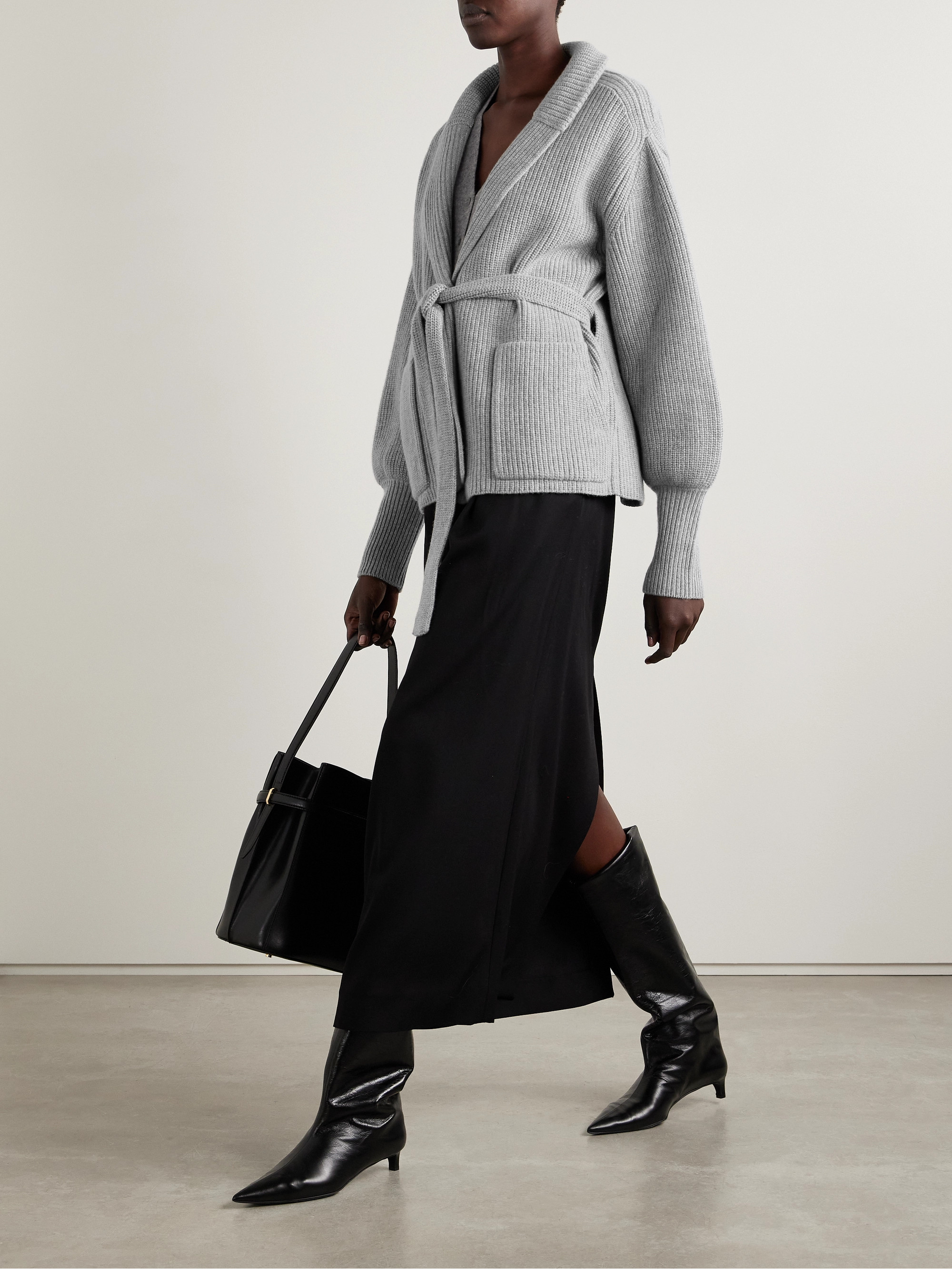 Sasuphi E.R. belted ribbed merino wool and cashmere-blend cardigan