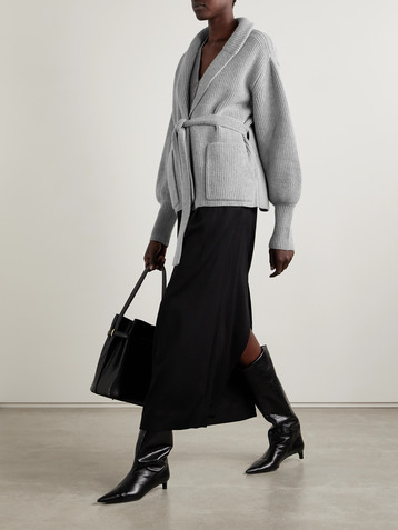 Sasuphi E.R. belted ribbed merino wool and cashmere-blend cardigan