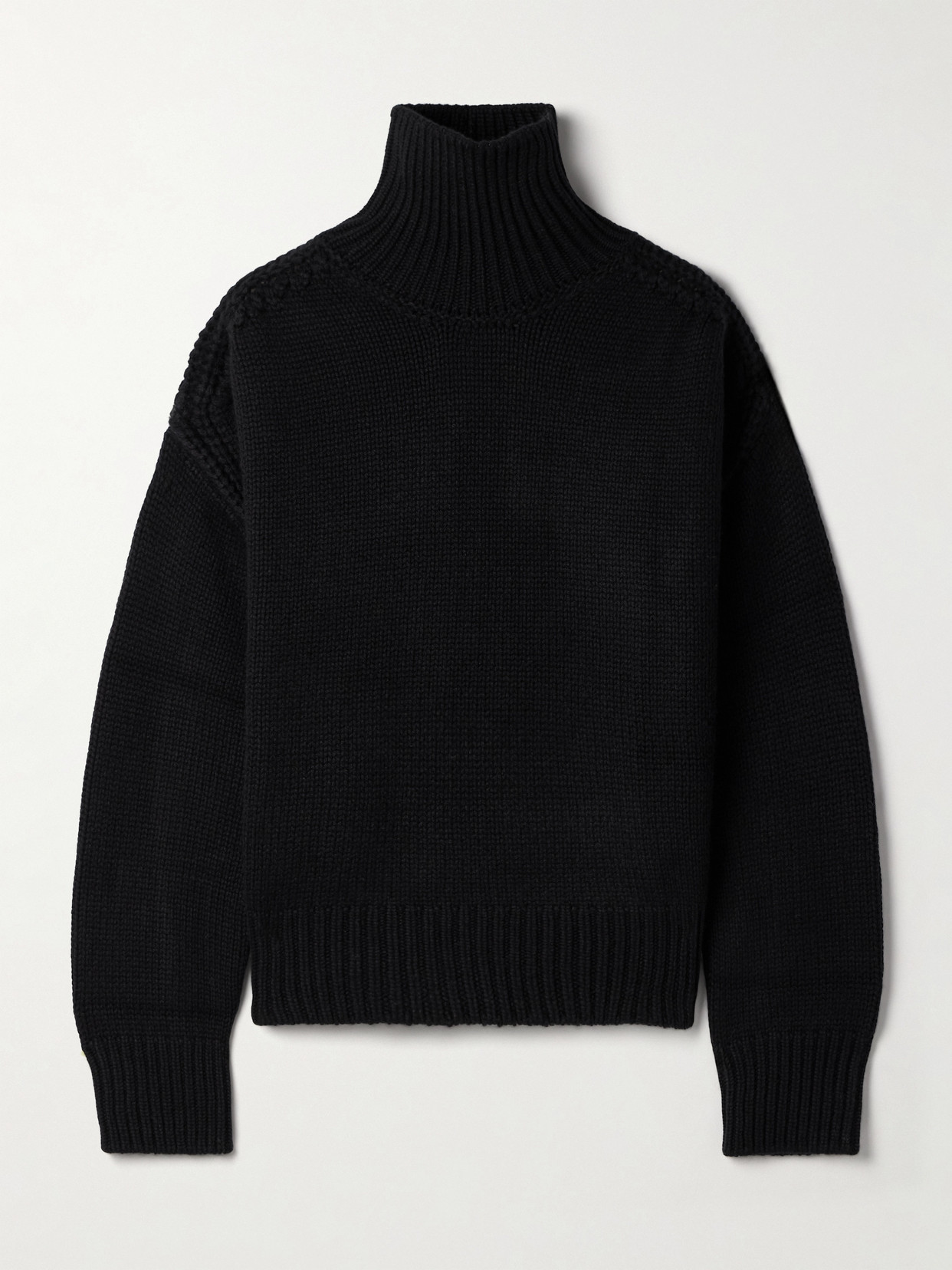Sa Su Phi Oversized Cutout Ribbed Cashmere Turtleneck Sweater In Black
