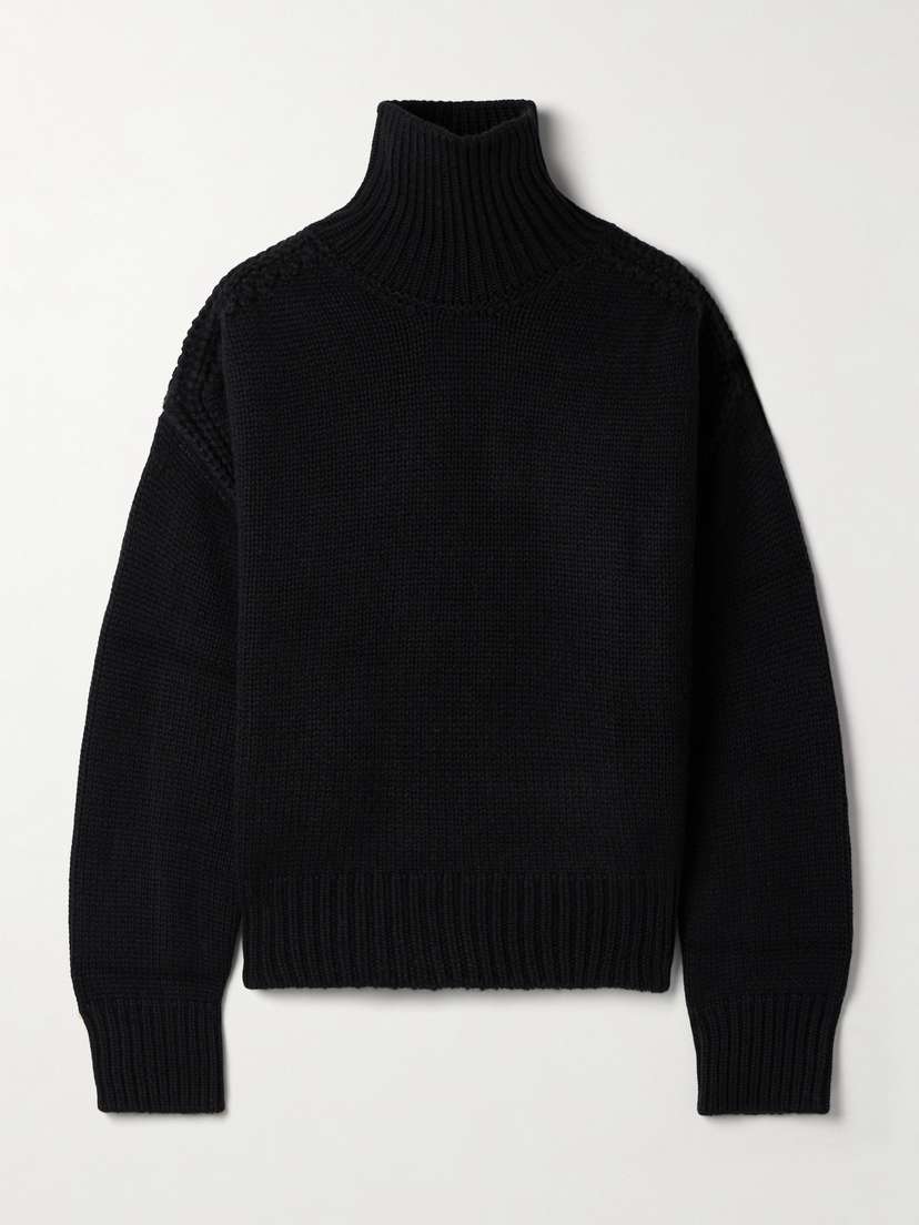 SASUPHI Oversized Cutout Ribbed Cashmere Turtleneck Sweater