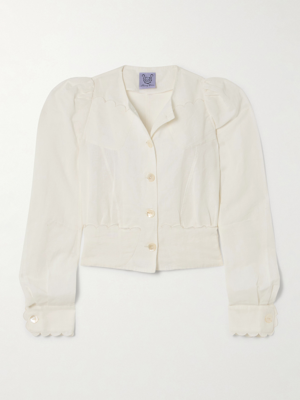 Thierry Colson - Arabella Scalloped Cotton And Linen-blend Jacket - Off-white