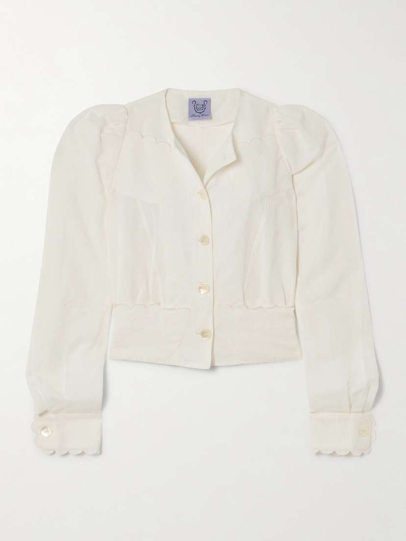 Thierry Colson Arabella Scalloped Cotton And Linen-blend Jacket - x large