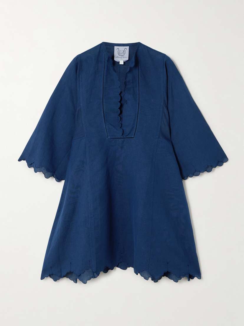 Thierry Colson Rachel Scalloped Cotton And Linen-blend Mini Dress - x large