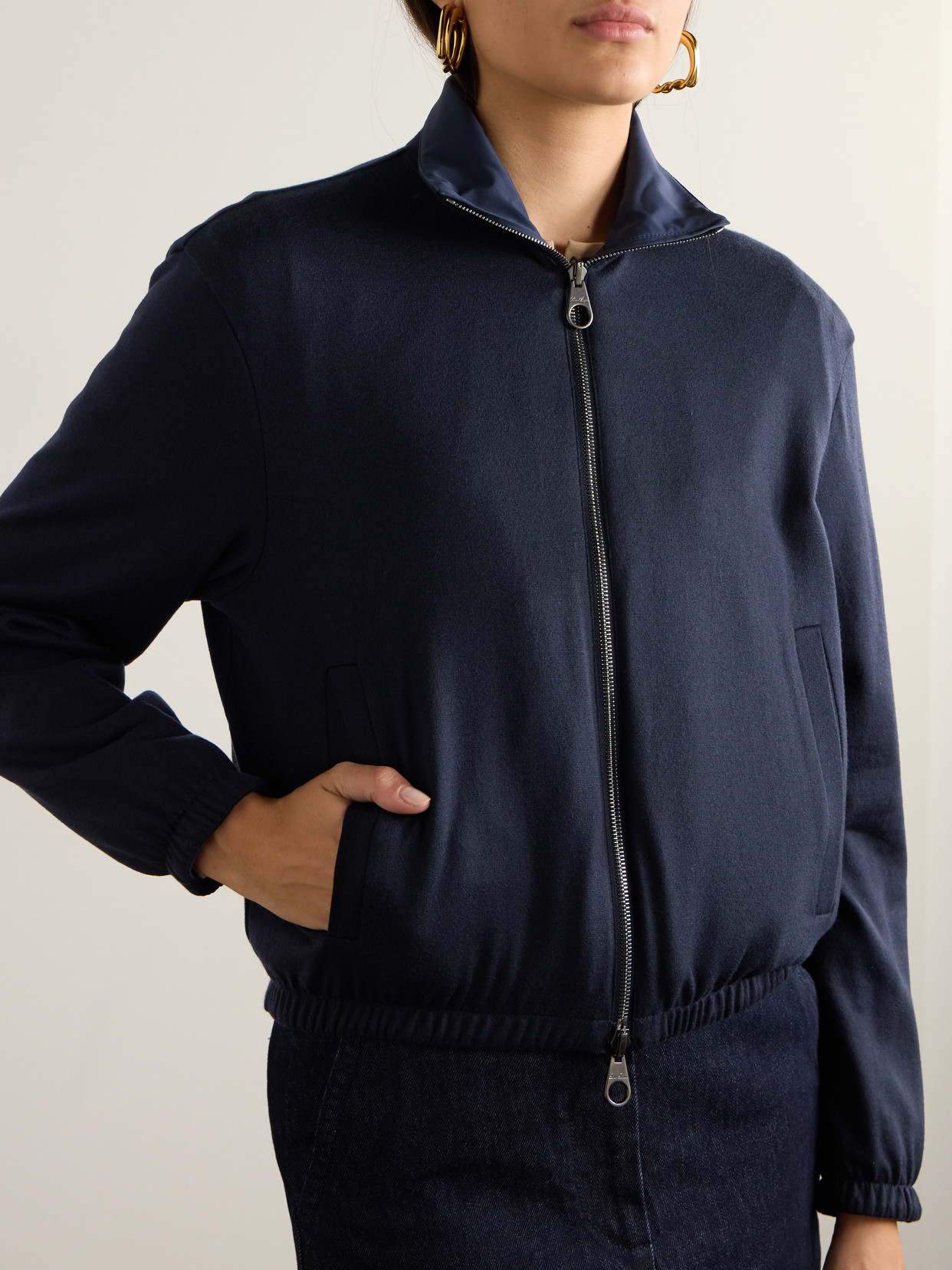 Reversible Shell And Cashmere Bomber Jacket