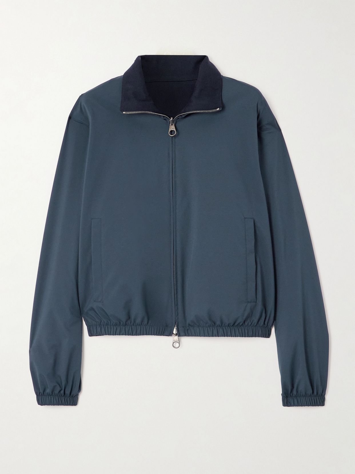 Reversible shell and cashmere bomber jacket