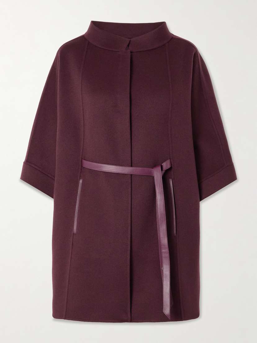 Loro Piana Salzburg Belted Leather-trimmed Cashmere Cape