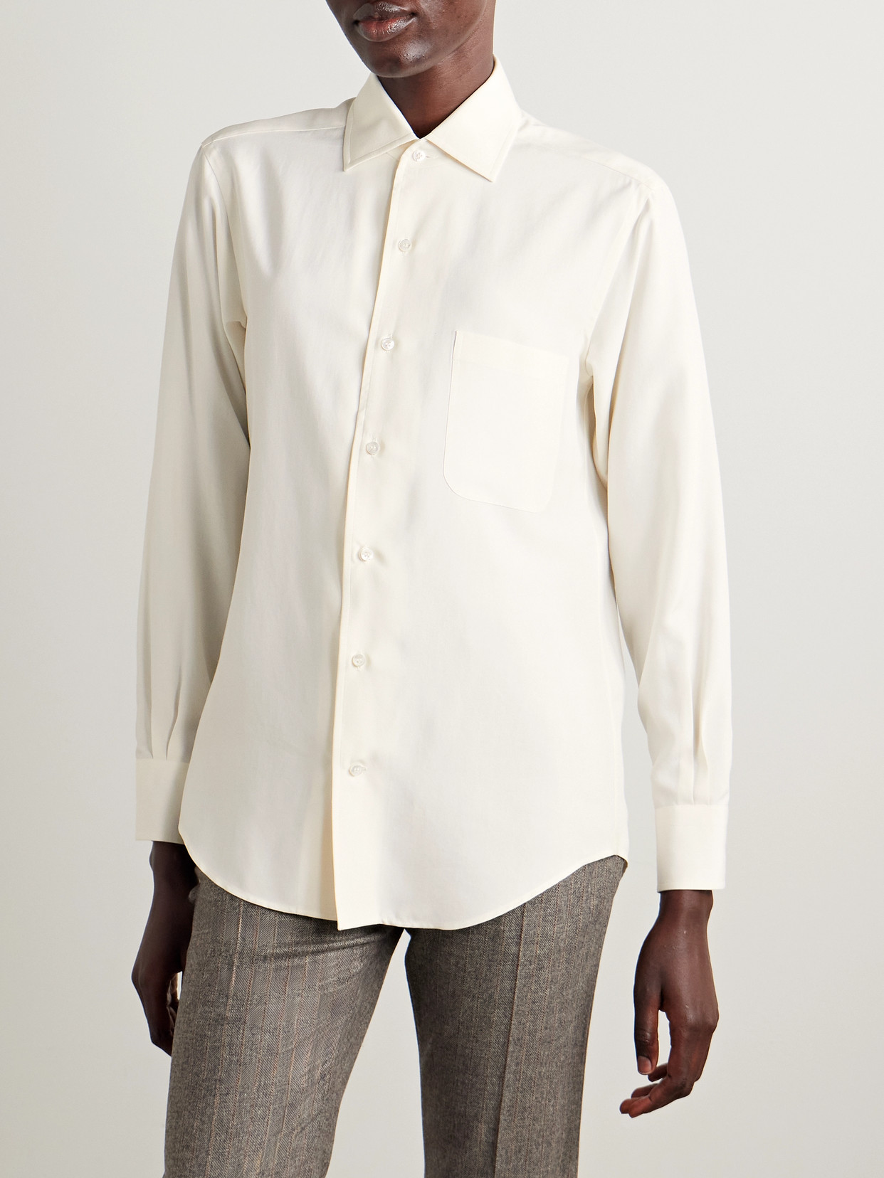 Loro Piana Andre Silk Shirt In Off-white