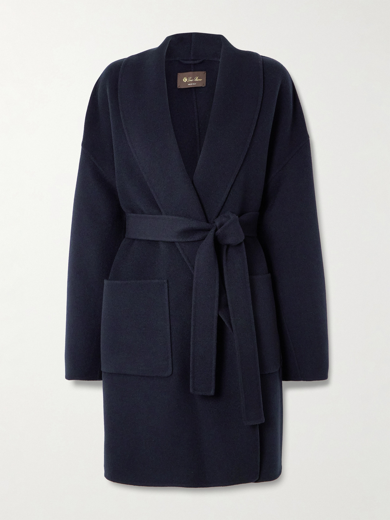 Loro Piana Jed Belted Cashmere Coat In Blue