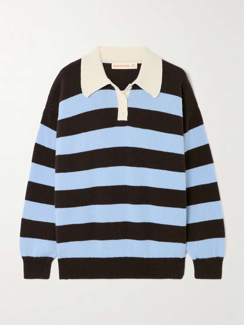 &Daughter Edith Striped Wool Polo Sweater