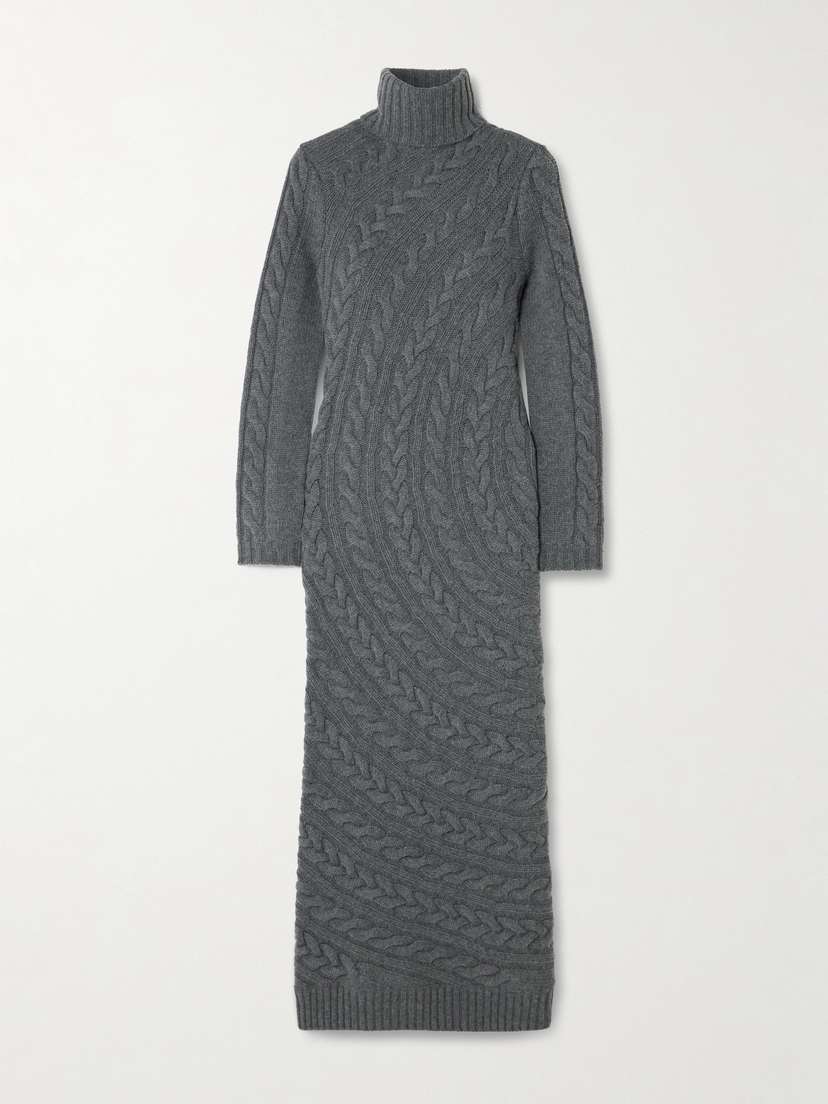 Max Mara Cable-knit Wool And Cashmere-blend Turtleneck Maxi Dress
