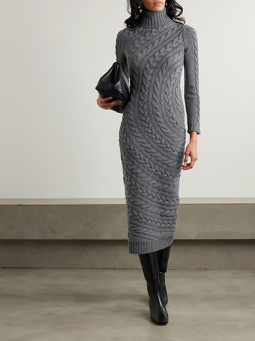 Max Mara Cable-knit wool and cashmere-blend turtleneck maxi dress