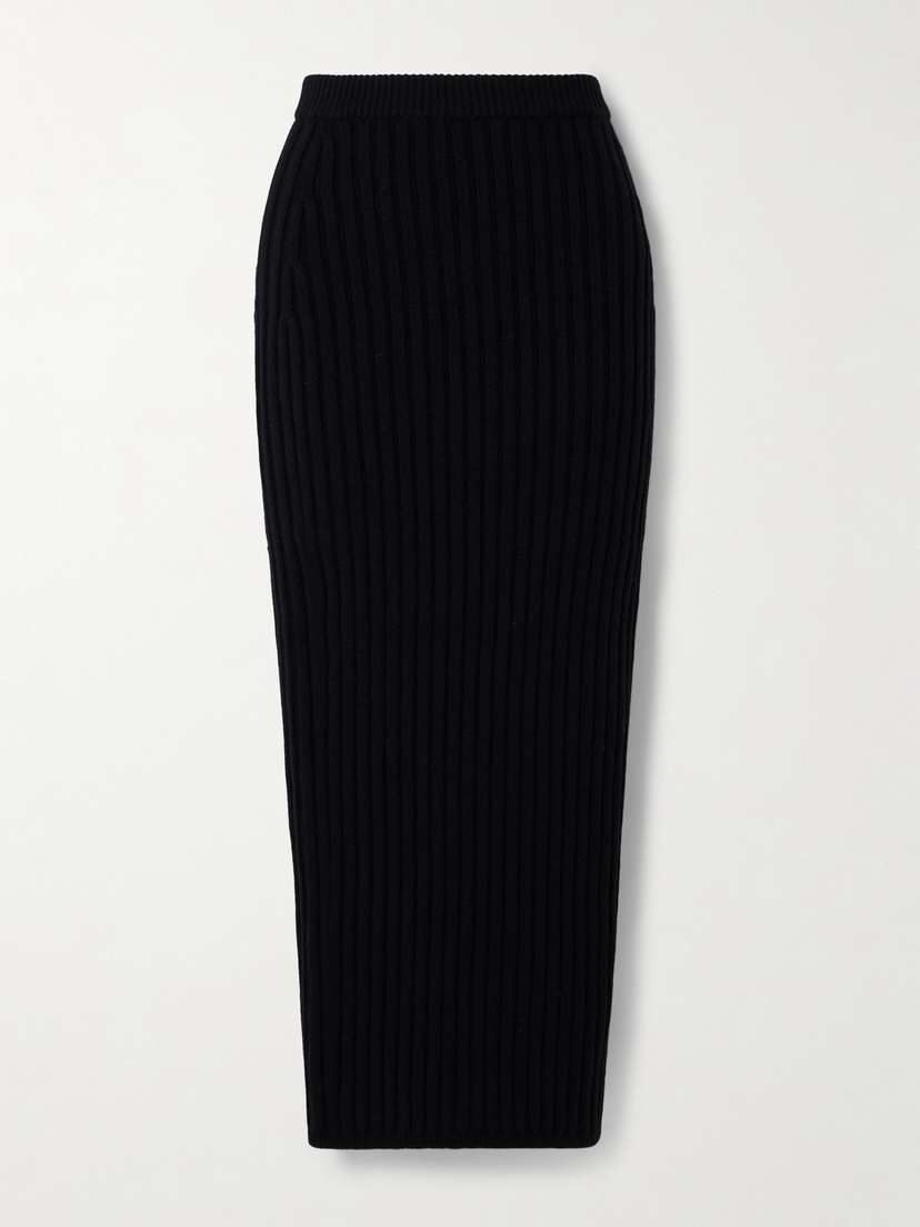 Max Mara Ribbed Wool-blend Maxi Skirt