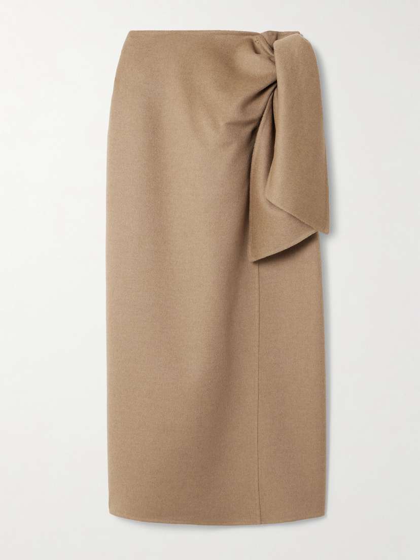 Max Mara Acline Knotted Camel Hair Midi Skirt - UK 14