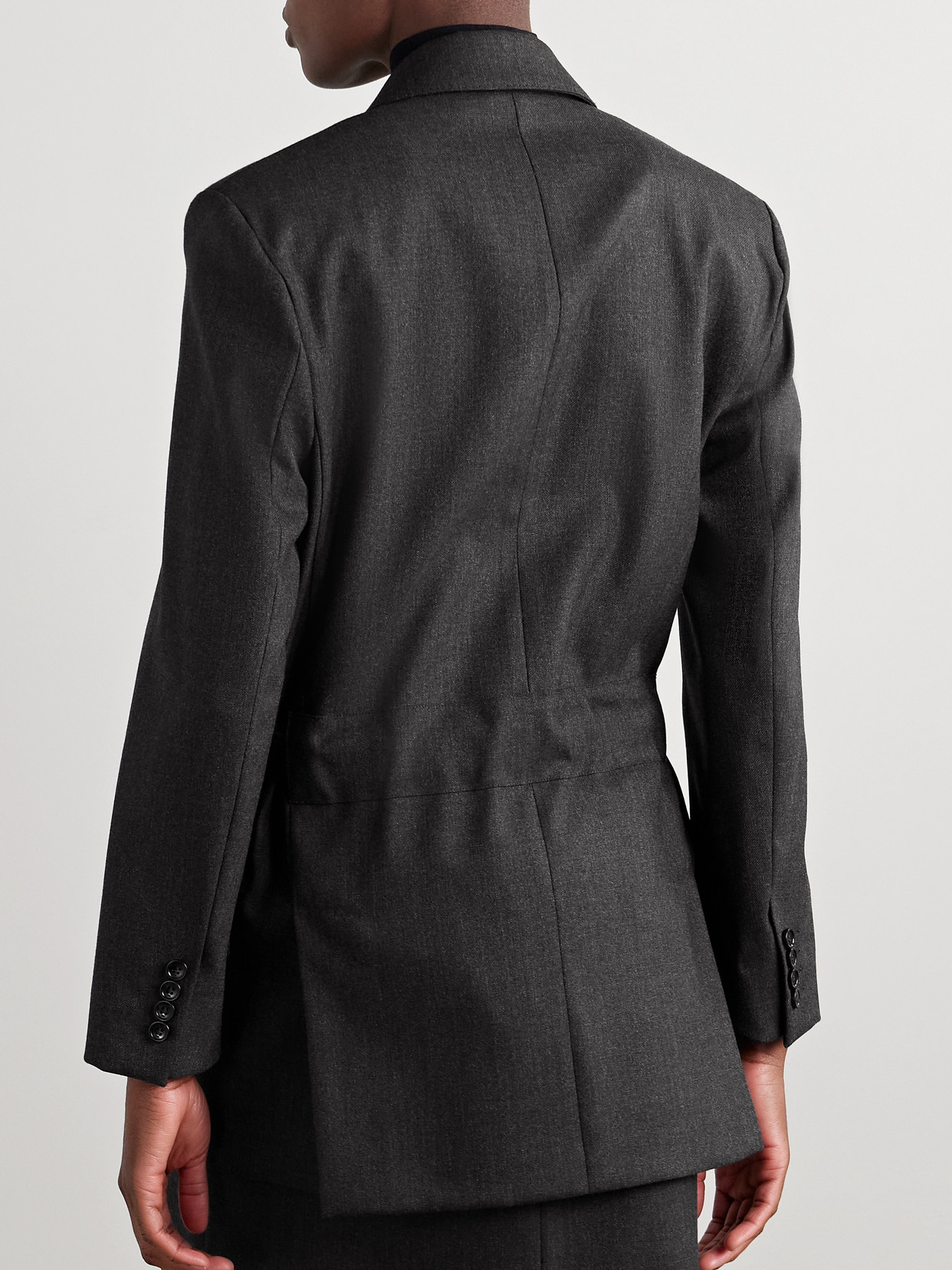 Max Mara Double-breasted Blazer In Wool Gabardine In Gray