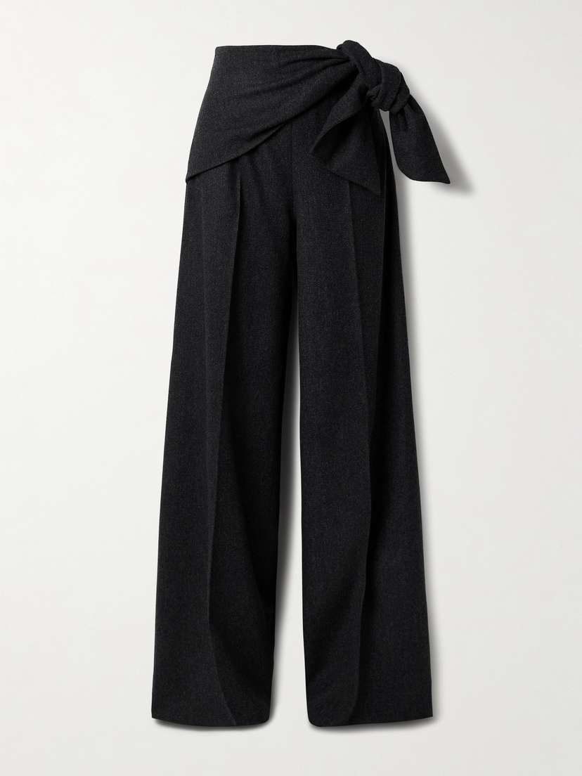 Max Mara Arsenio Tie-front Wool-blend Felt Wide-leg Pants