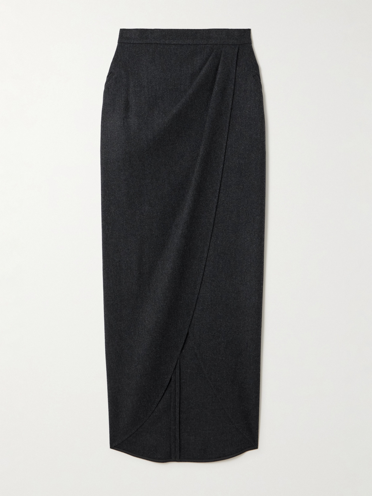Max Mara - Aprile Draped Wrap-effect Wool-blend Maxi Skirt - Gray