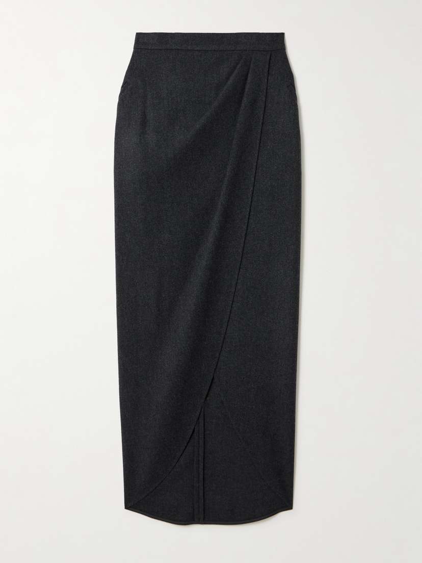 Max Mara Aprile Draped Wrap-effect Wool-blend Maxi Skirt