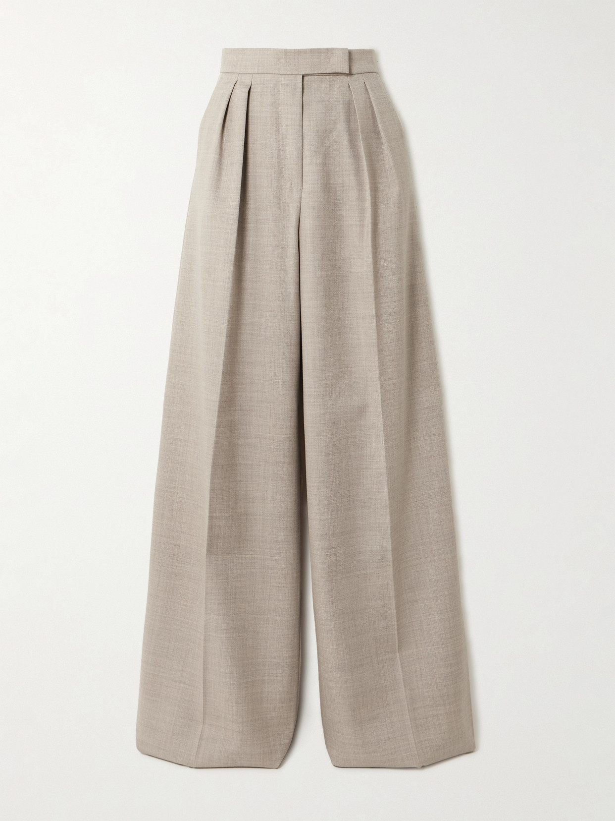 Max Mara - Entrata Pleated Wool Wide-leg Pants - Neutrals