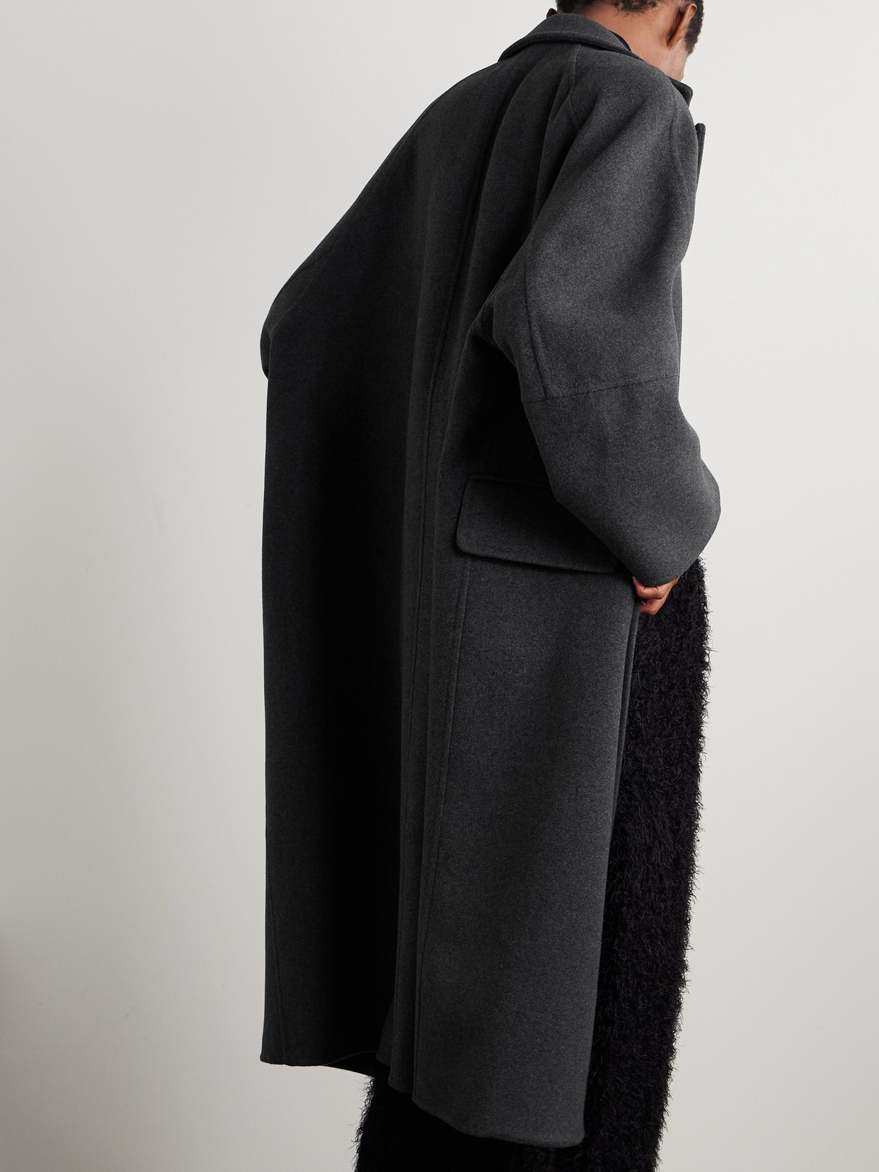 Max Mara Dark Grey Oversize Habsburg Coat In Gray