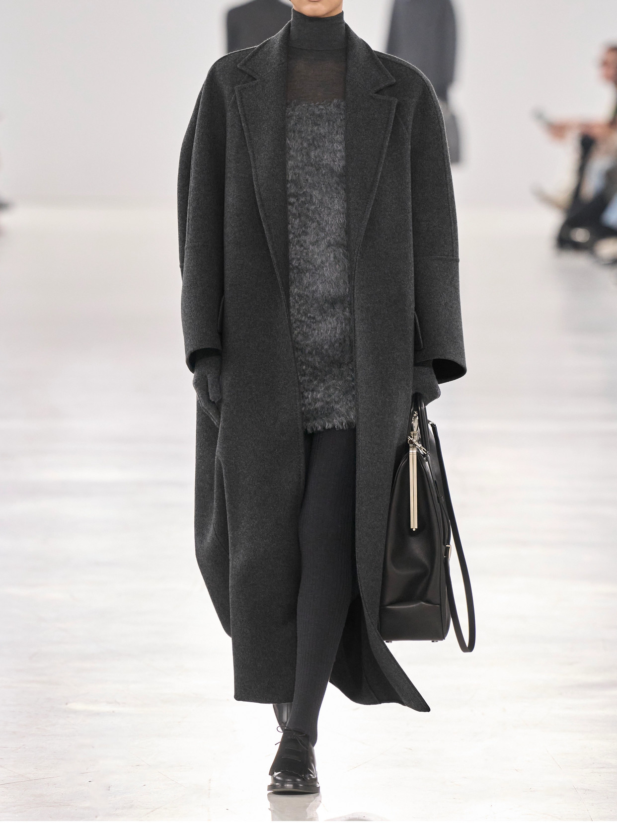Max Mara Dark Grey Oversize Habsburg Coat In Gray