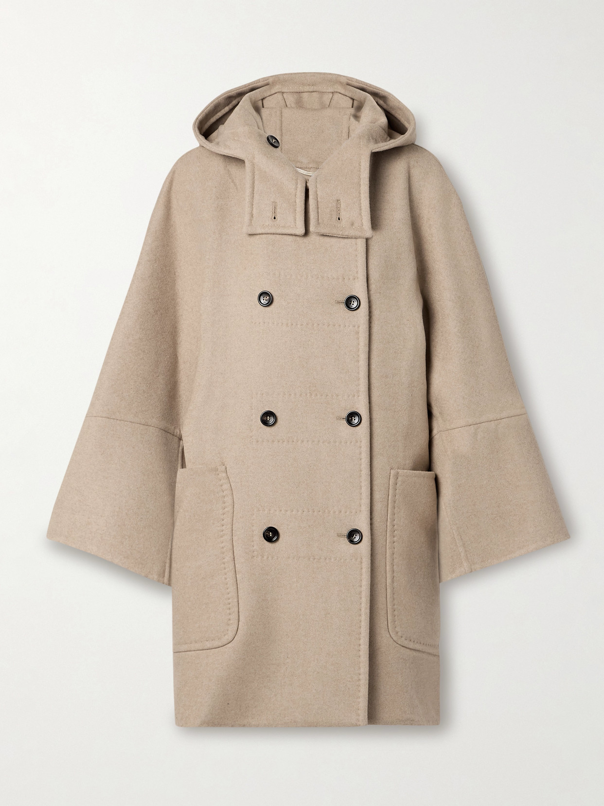 Max Mara Oversized Hooded Coat Patch Pockets In Neutrals