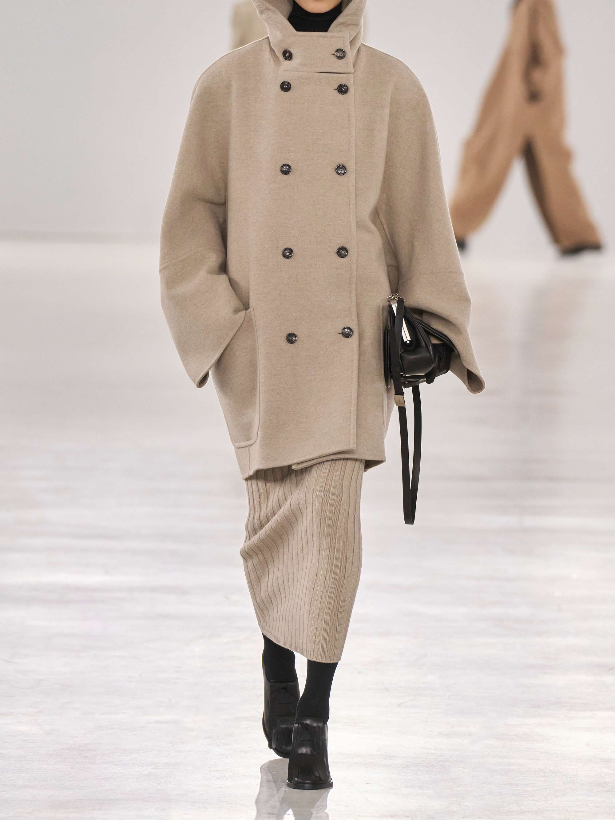 Beige Arturo double-breasted hooded wool and cashmere-blend