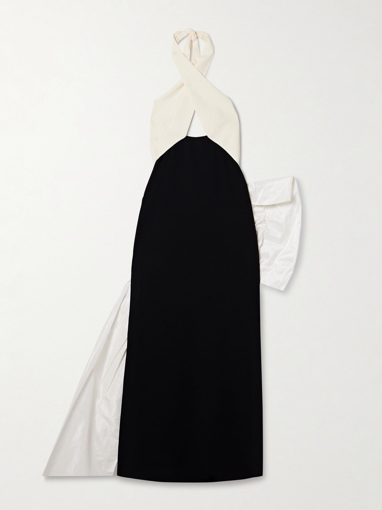 Johanna Ortiz Nomadic Tales Wrapped Halter Midi Dress In Black,white