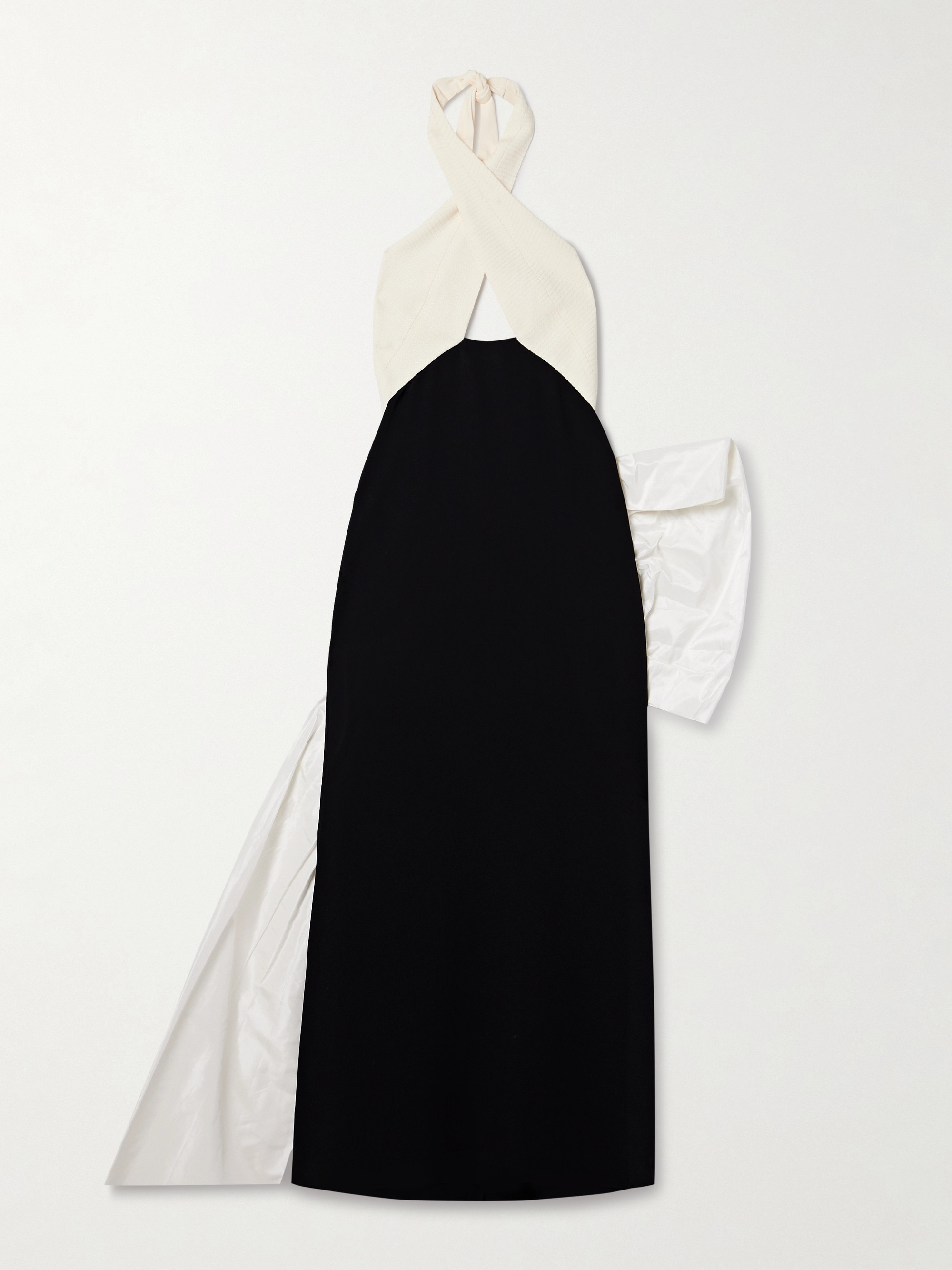 Johanna Ortiz Nomadic Tales bow-detailed taffeta-trimmed crepe halterneck midi dress thumbnail