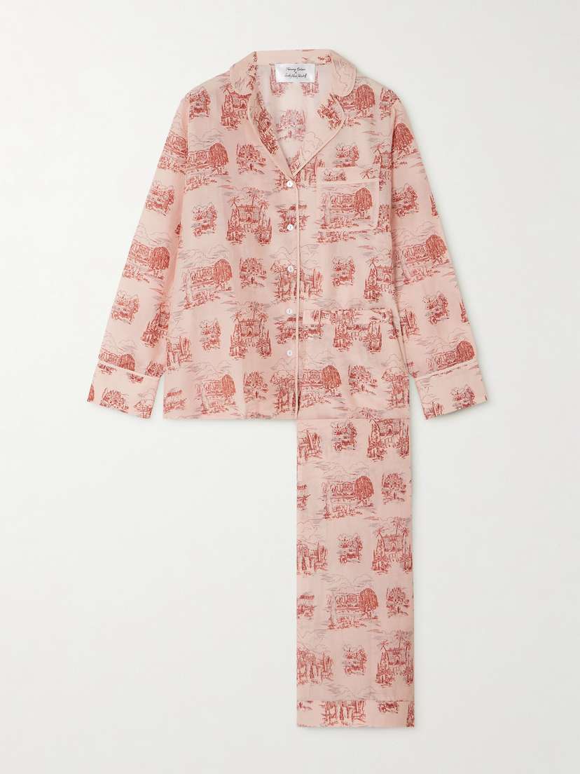 Thierry Colson Albertine Printed Cotton And Silk-blend Pajama Set - x large