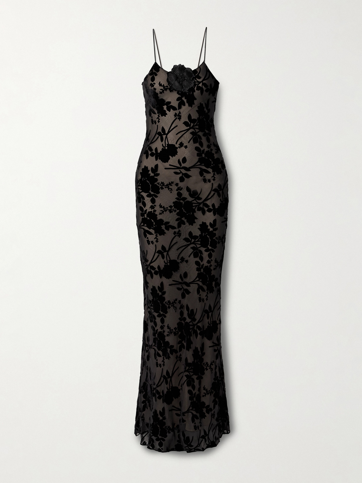 Rodarte Embellished Devoré-chiffon Gown In Black
