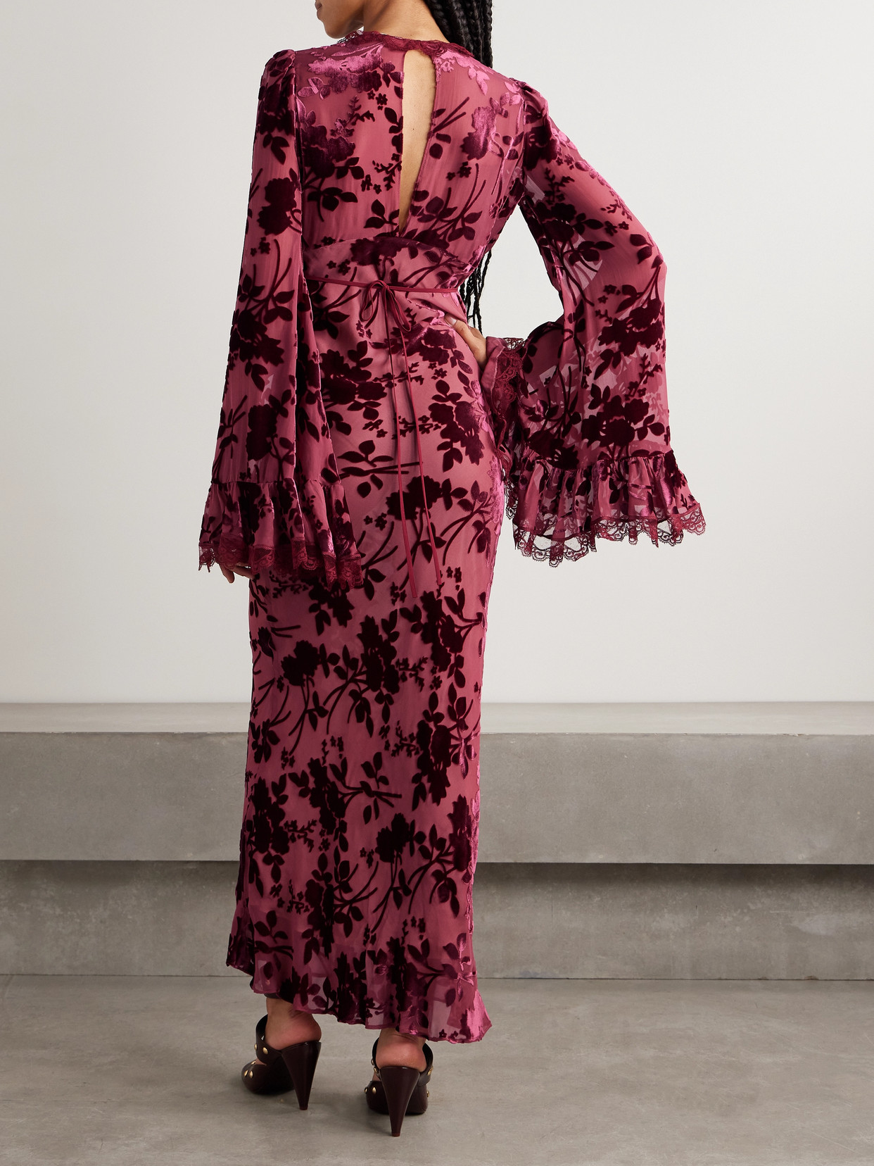 Rodarte Burnout Bias Dress Burgundy In Purple