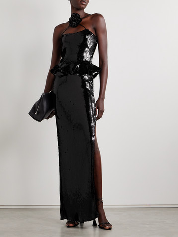 Rodarte Sequined tulle peplum gown