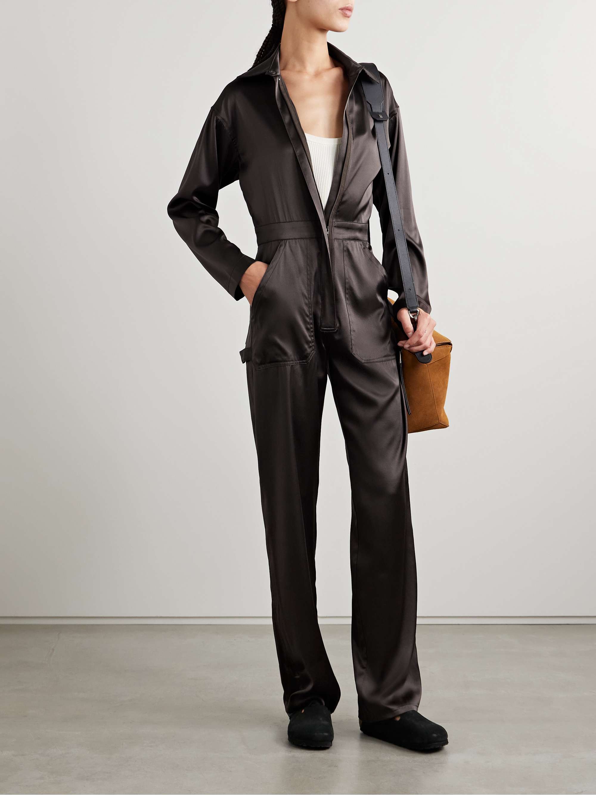 RIVET UTILITY + NET SUSTAIN Powerhouse herringbone linen and cotton-blend jumpsuit