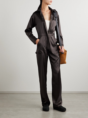 RIVET UTILITY Powerhouse silk-blend satin jumpsuit