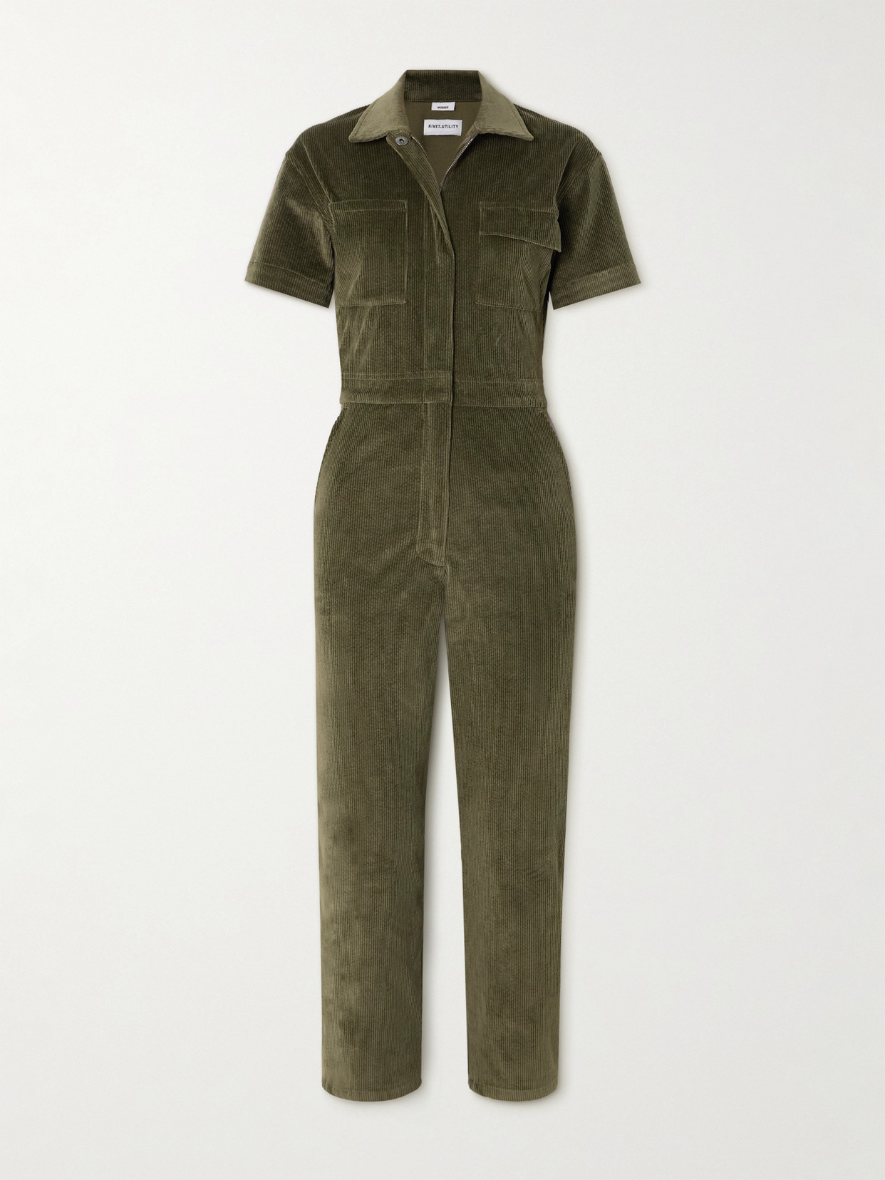 Rivet Utility Work Cotton-blend Corduroy Jumpsuit In Green