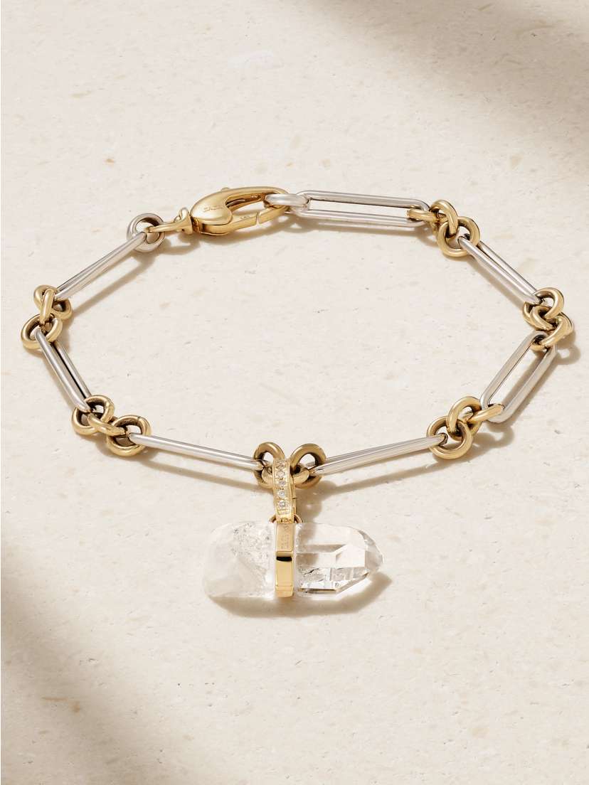 JIA JIA Jumbo 14-karat Yellow And White Gold, Quartz And Diamond Bracelet