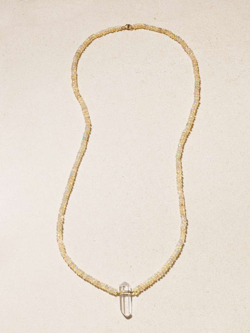 JIA JIA 14-karat Gold, Opal And Quartz Necklace
