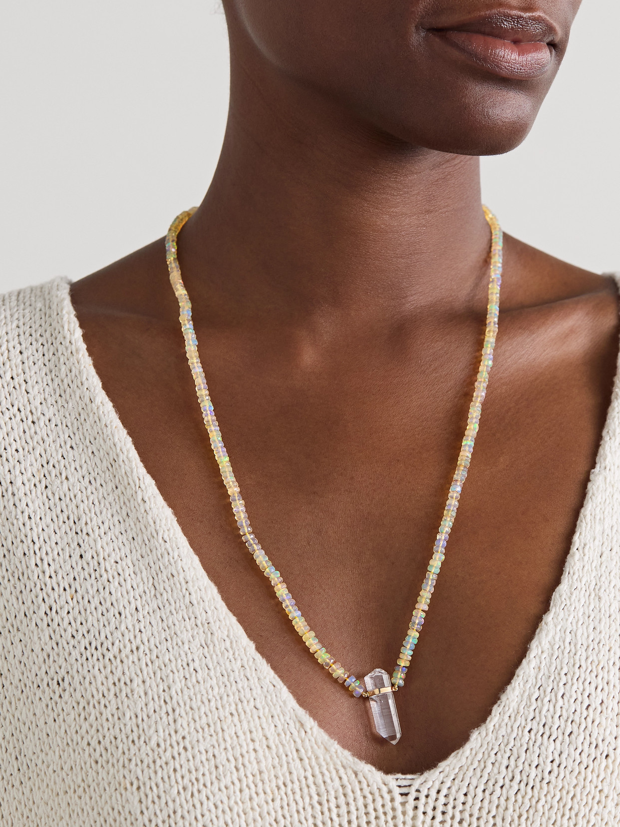 JIA JIA 14-KARAT GOLD, OPAL AND QUARTZ NECKLACE
