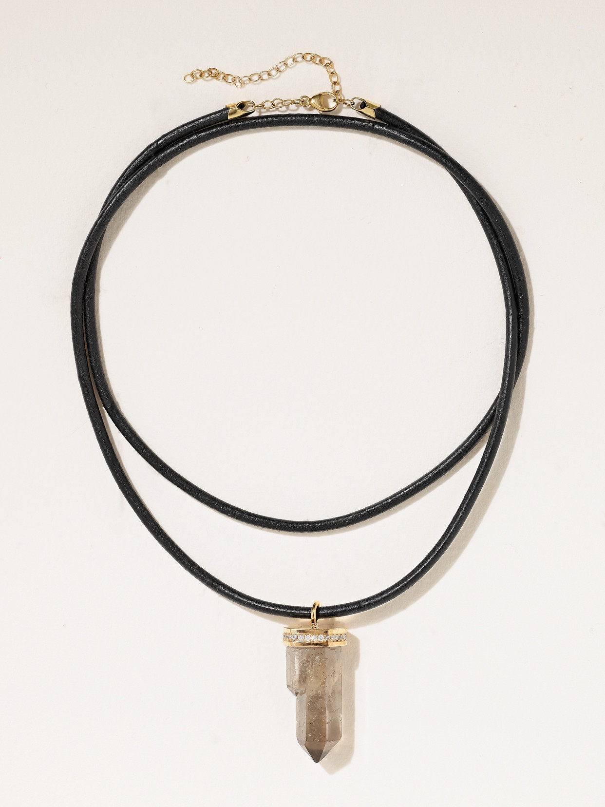 Jia Jia 14-karat Gold, Leather, Quartz And Diamond Necklace In Gold