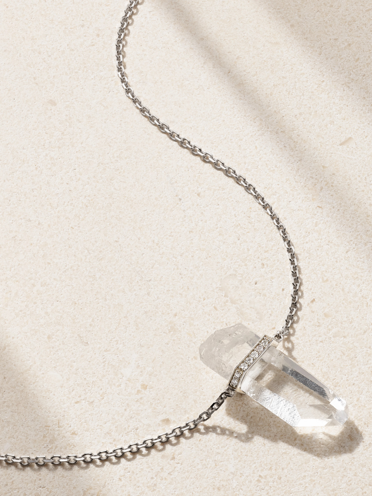 Jia Jia 14-karat White Gold, Crystal Quartz And Diamond Necklace In Metallic