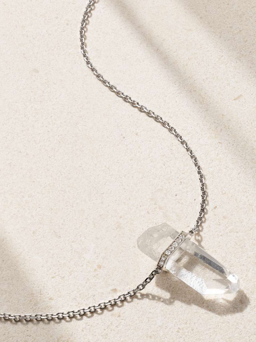 JIA JIA 14-karat White Gold, Crystal Quartz And Diamond Necklace