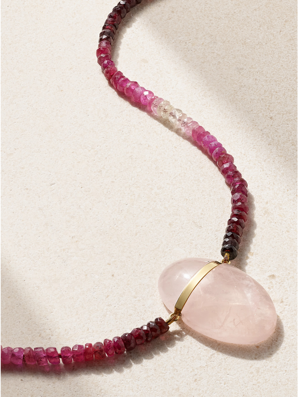 Jia Jia Gold, Ruby And Rose Quartz Necklace In Pink