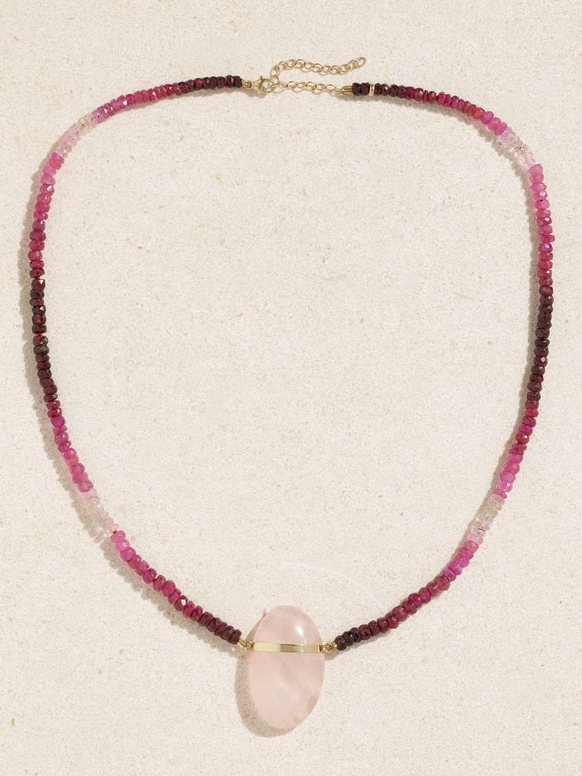 JIA JIA Gold, Ruby And Rose Quartz Necklace