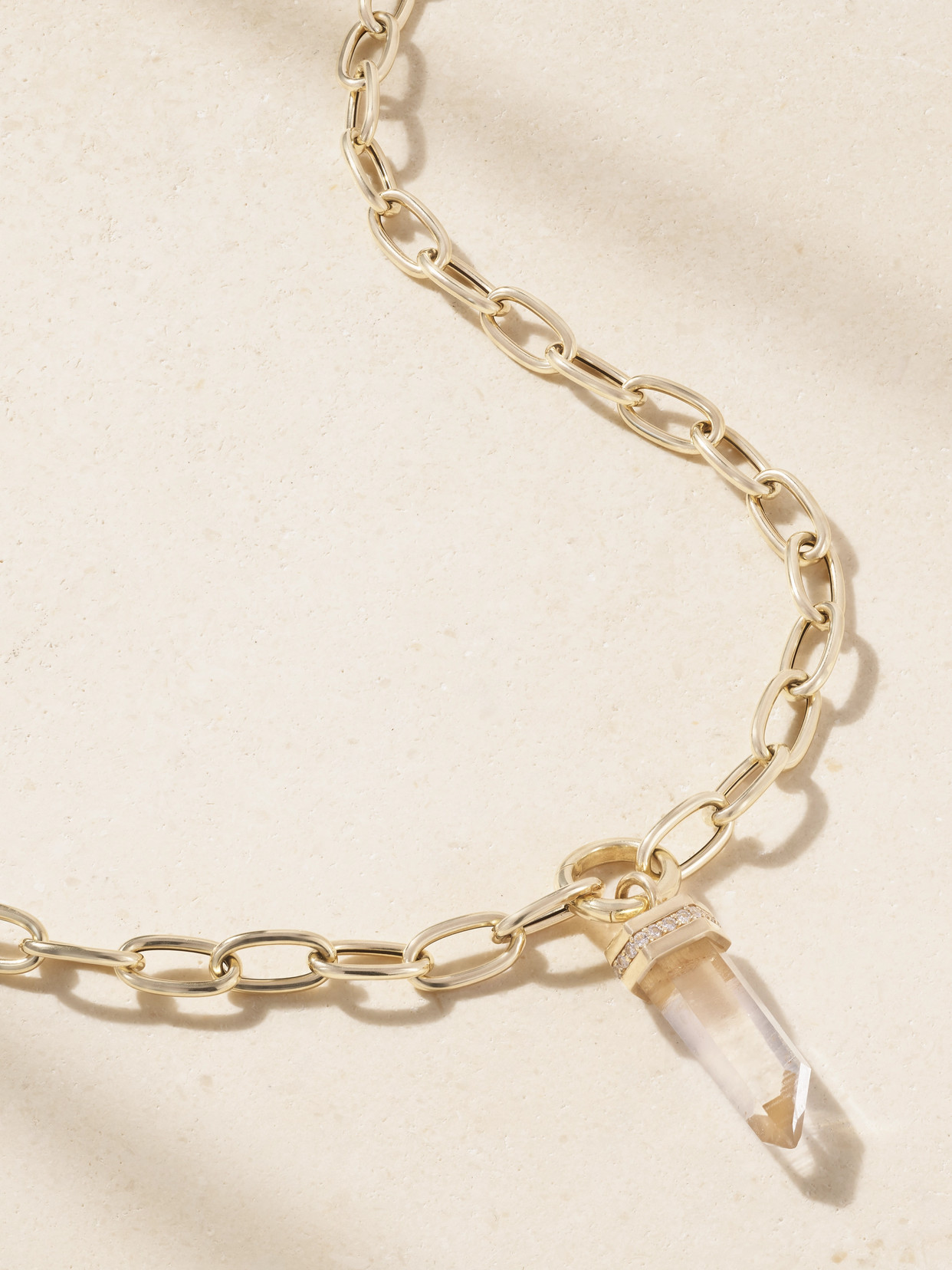 Jia Jia Jumbo 14-karat Gold, Quartz And Diamond Necklace In Neutrals