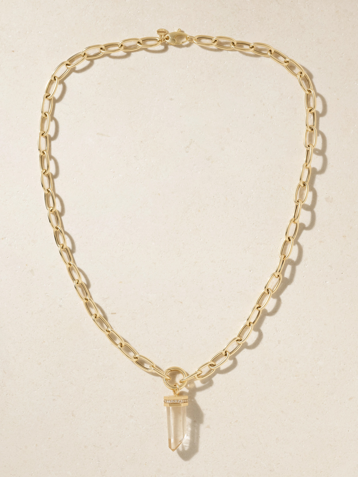 Jia Jia Jumbo 14-karat Gold, Quartz And Diamond Necklace In Neutrals