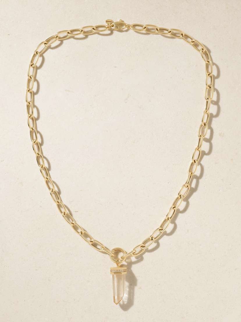 JIA JIA Jumbo 14-karat Gold, Quartz And Diamond Necklace