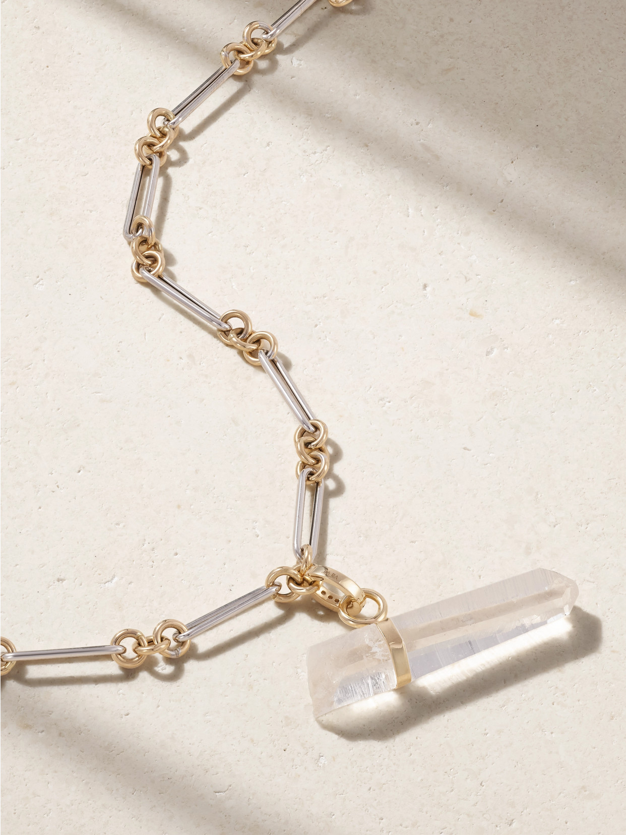 Jia Jia Jumbo 14-karat Yellow And White Gold, Crystal Quartz And Diamond Necklace In Neutrals